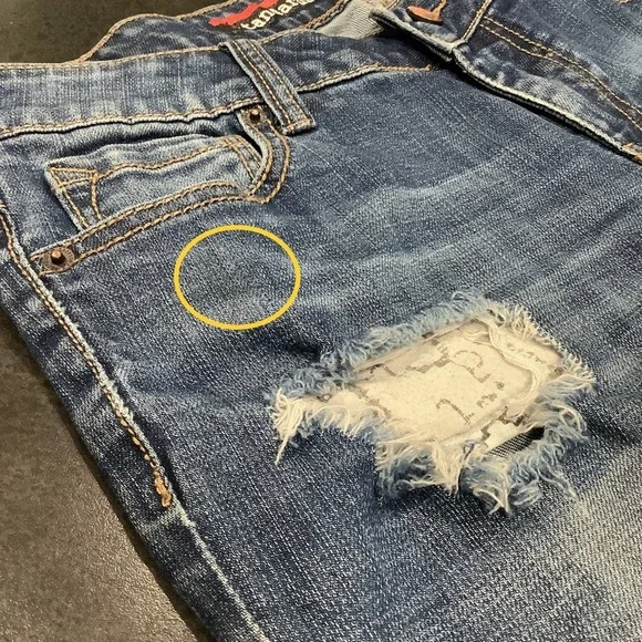 Standards & Practices Ripped Straight Leg Jeans Medium Wash Distressed Crinkle - Picture 14 of 16